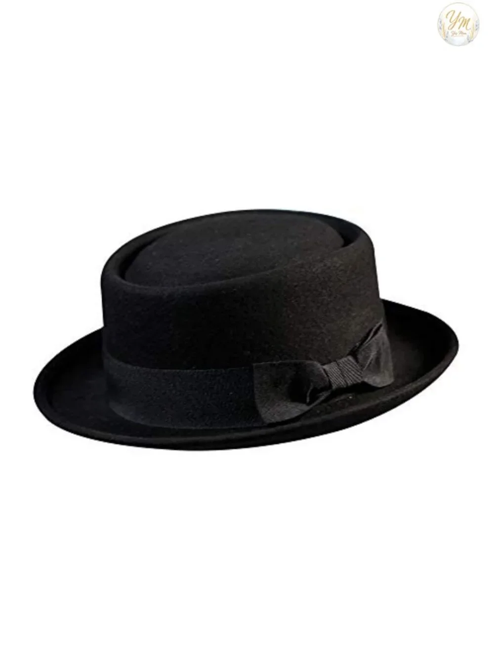 Wool Felt Fedora Porkpie Hat Flat Top Derby Black